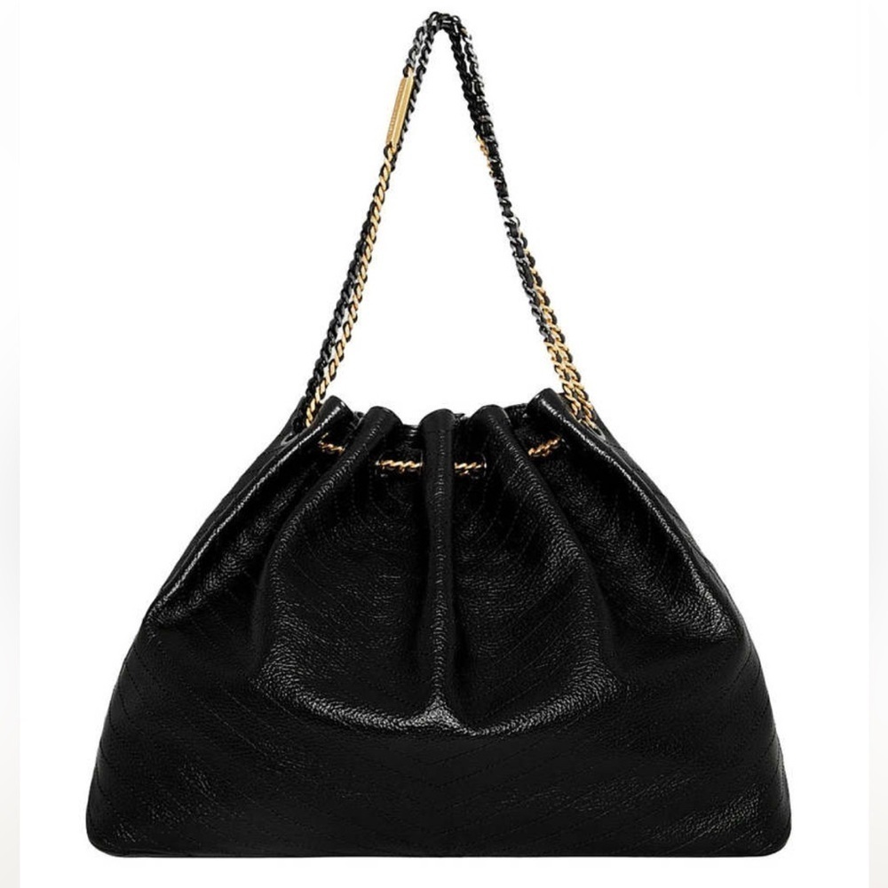 Rebecca Minkoff NWT Black Leather Gold Black Slouchy Chain Shoulder Tote Handbag